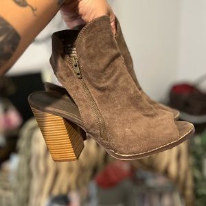 Charlotte Russe Brown Suede Cut-out Ankle Booties